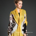 Women Long Wool Tiger Pattern Digital Printing Yellow Muffler Scarf